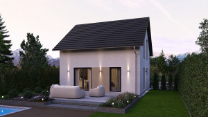 Bild: AKTIONSHAUS Design 9.2 Bauweise: Fertighaus, industrielle Vorfertigung Bauart: Holzhaus, Holztafelbau