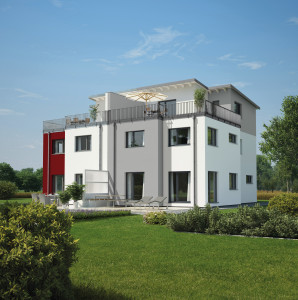 Bild: Doppelhaus 144 Bauweise: Fertighaus, industrielle Vorfertigung Bauart: Holzhaus, Holztafelbau